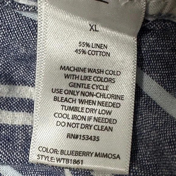 BeachLunchLounge Womens XL Stripe Linen Cotton Cropped Wide Leg Pants Drawstring - Picture 4 of 8